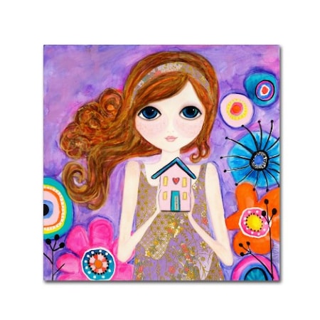 Wyanne 'Big Eyed Girl Home Is Where Your Heart Is' Canvas Art,18x18
